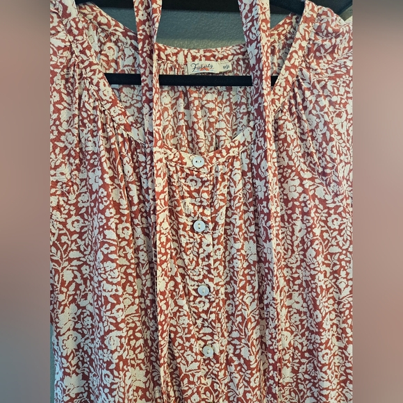 Faherty Evereve Carmel Dress Floral Medium 100% Organic Cotton - Picture 6 of 9
